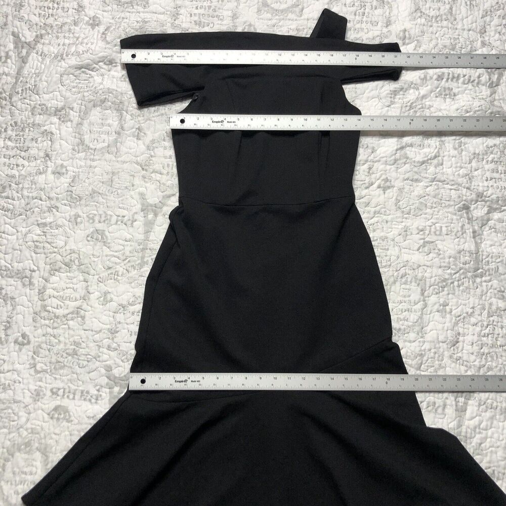 Adelyn Rae Women's Black Nicole One Shoulder Trumpet Knee Length Dress Sz S - Picture 14 of 14